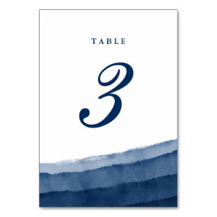 Numéro De Table Mariage Aquarelle Bleu Indigo