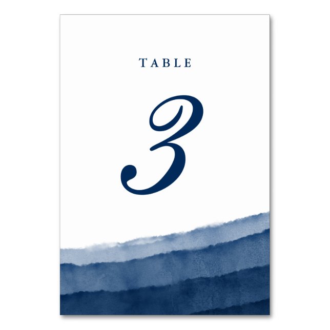 Numéro De Table Mariage Aquarelle Bleu Indigo (Par défaut)