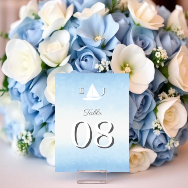 Numéro De Table Mariage Aquarelle Eau Rejoint Ciel (Créateur téléchargé)