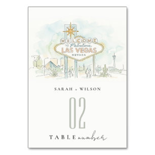 Numéro De Table Mariage aquarelle paysage à Las Vegas Nevada