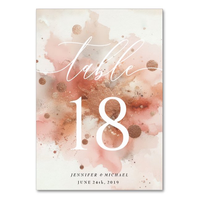 Numéro de Table Mariage Aquarelle RoseGold (Par défaut)