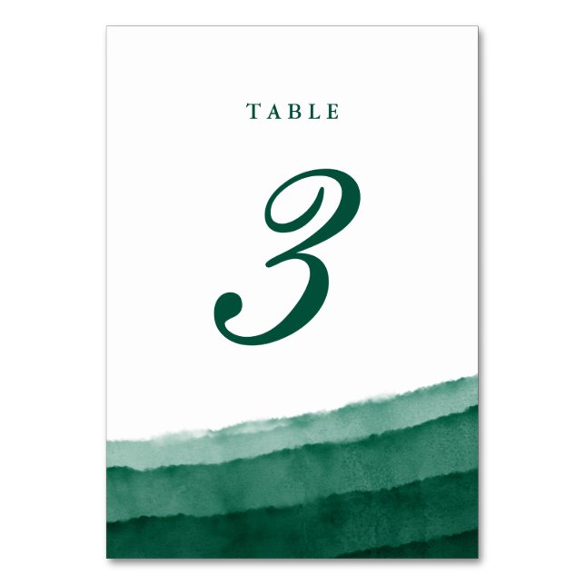 Numéro De Table Mariage Aquarelle Vert Émeraude (Par défaut)