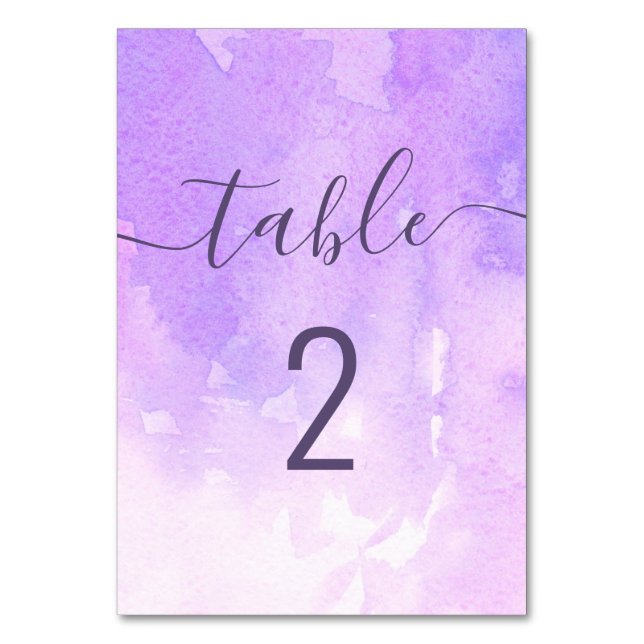 Numéro De Table Mariage aquarelle violet. Écriture simple lilas (Par défaut)