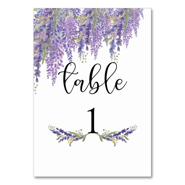 Numéro De Table Mariage arbre Wisteria aquarelle violette (Par défaut)