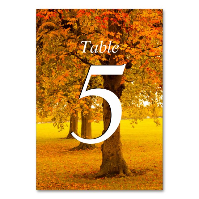 Numéro De Table Mariage, Arbres d'automne, numérotés (Par défaut)