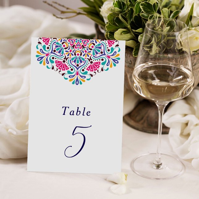 Numéro De Table Mariage Arc-en-Ciel de Style Fiesta Mexicain Vibra (Créateur téléchargé)