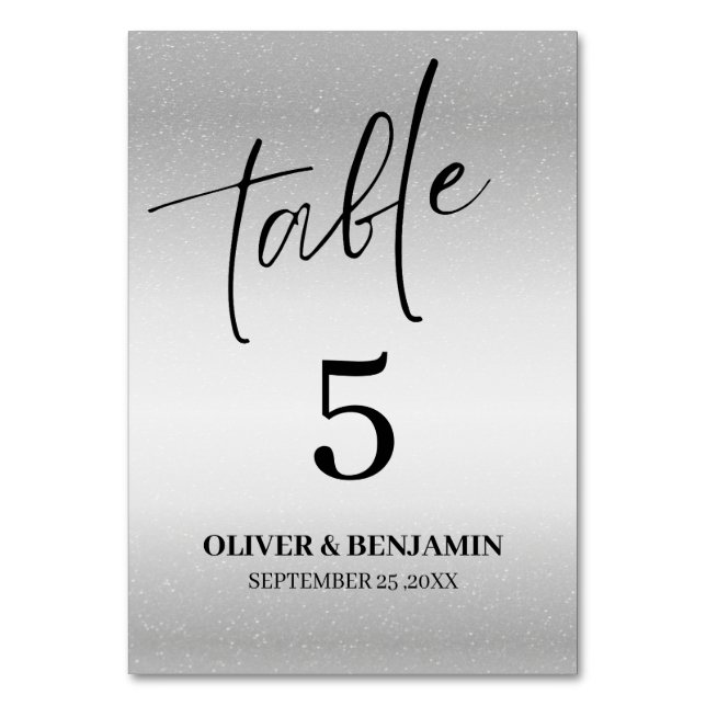 Numéro De Table Mariage Argent Métallisé (Par défaut)