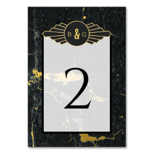 Numéro De Table Mariage Art déco en marbre d'or noir