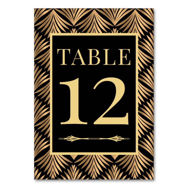 Numéro De Table Mariage Art Déco Gatsby Noir et Or Élégant (Par défaut)