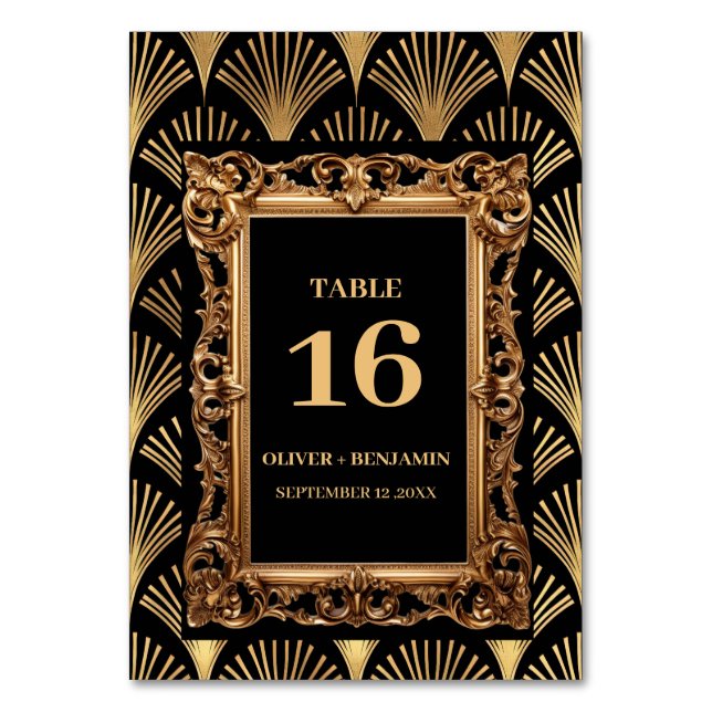 Numéro De Table Mariage Art Déco Noir et Or (Par défaut)