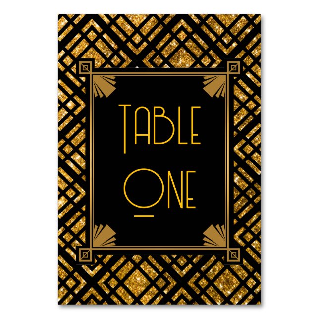Numéro De Table Mariage Art déco noir et or Numéros de tableau (Par défaut)
