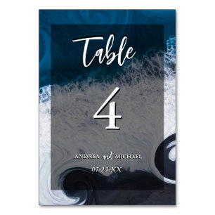 Numéro De Table Mariage artistique océanique ondoyant d'été de pla