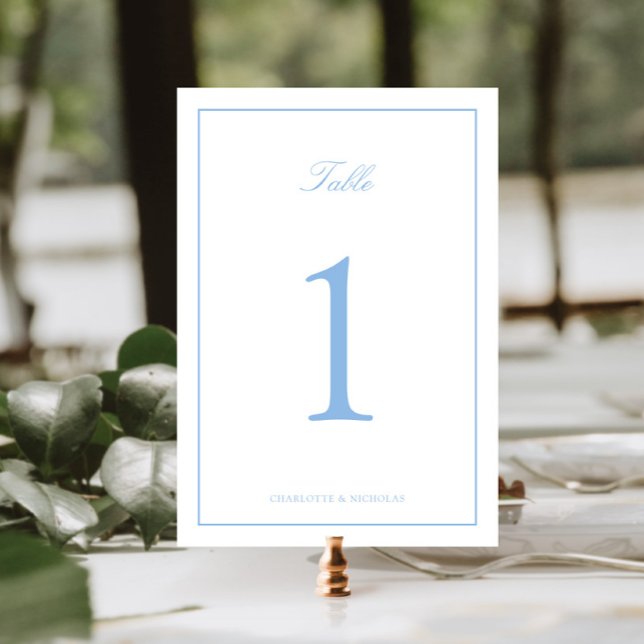 Numéro De Table Mariage au Cadre Bleu Clair (Créateur téléchargé)