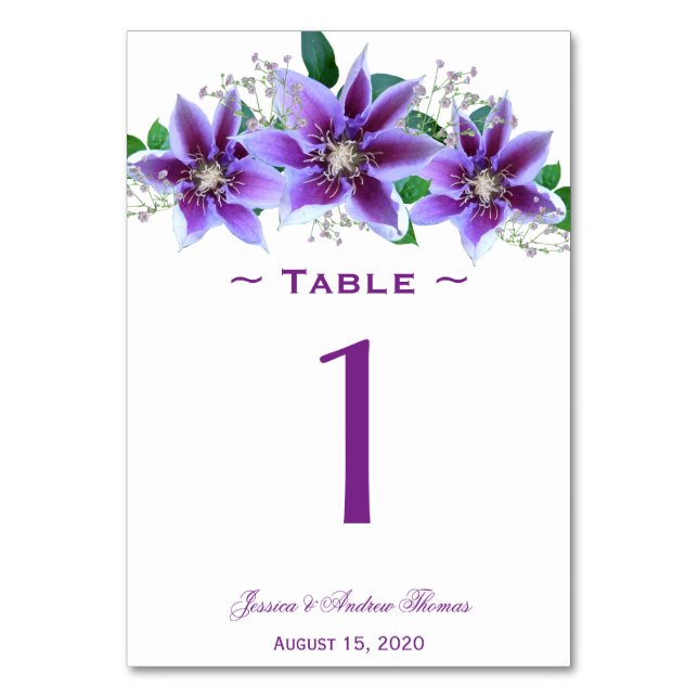 Numéro De Table Mariage au Clematis Chic Élégant (Par défaut)