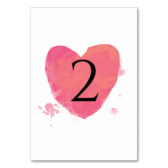 Numéro De Table Mariage au cœur aquarelle rustique (Par défaut)