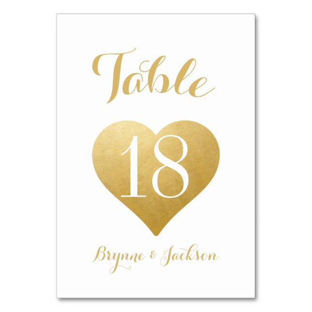 Numéro De Table Mariage au cœur d'or romantique (Par défaut)