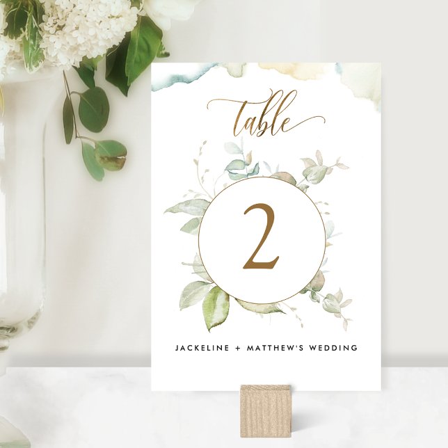 Numéro De Table Mariage au feuillage élégant d'eucalyptus, (Créateur téléchargé)