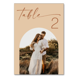 Numéro De Table Mariage au sable chaud pêche | Photo d'arch modern