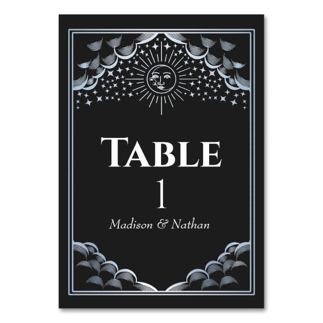 Numéro De Table Mariage au Tarot Soleil et Lune Argent (Par défaut)