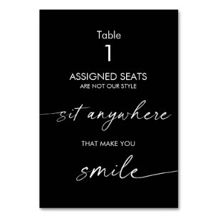 Numéro De Table Mariage Aucun siège assigné, Sit Anywhere Signer