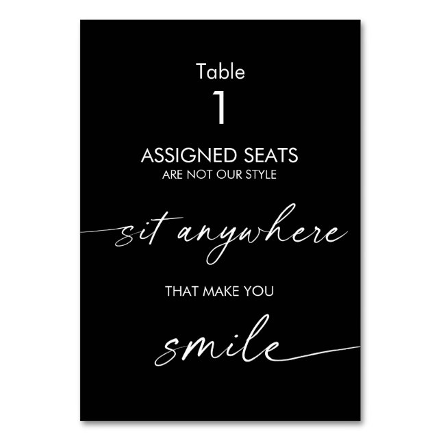 Numéro De Table Mariage Aucun siège assigné, Sit Anywhere Signer (Par défaut)