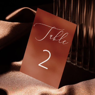 Numéro De Table Mariage Automnal Minimaliste en Brique de Terracot