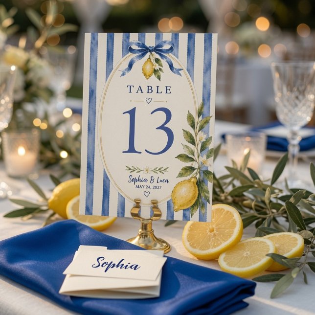Numéro De Table Mariage aux Citrons Italiens  (Créateur téléchargé)