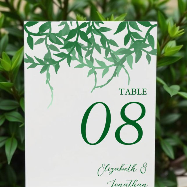 Numéro De Table Mariage aux feuilles botaniques rustiques (Créateur téléchargé)