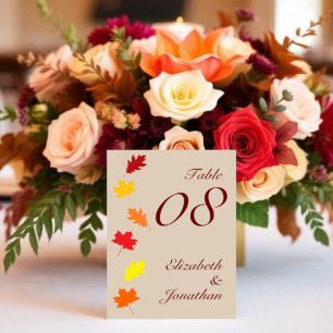 Numéro De Table Mariage aux feuilles d'automne