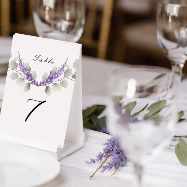Numéro De Table Mariage aux feuilles de eucalyptus lavande (Créateur téléchargé)
