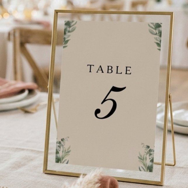 Numéro De Table Mariage aux feuilles d'eucalyptus bohème (Créateur téléchargé)