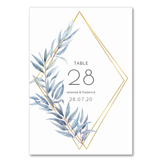 Numéro De Table Mariage aux feuilles d'eucalyptus géométriques (Par défaut)
