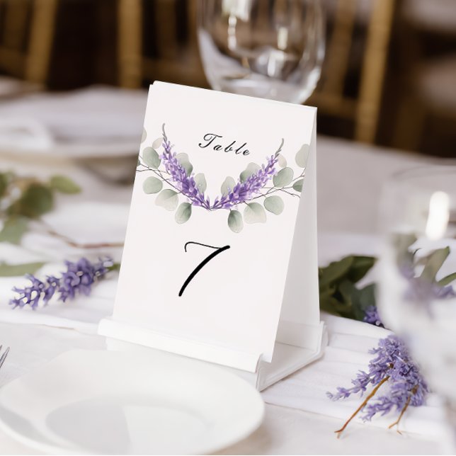 Numéro De Table Mariage aux feuilles d'eucalyptus lavande (Créateur téléchargé)