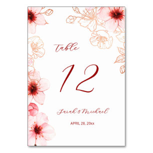 Numéro De Table Mariage aux fleurs de cerisier