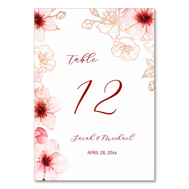 Numéro De Table Mariage aux fleurs de cerisier (Par défaut)