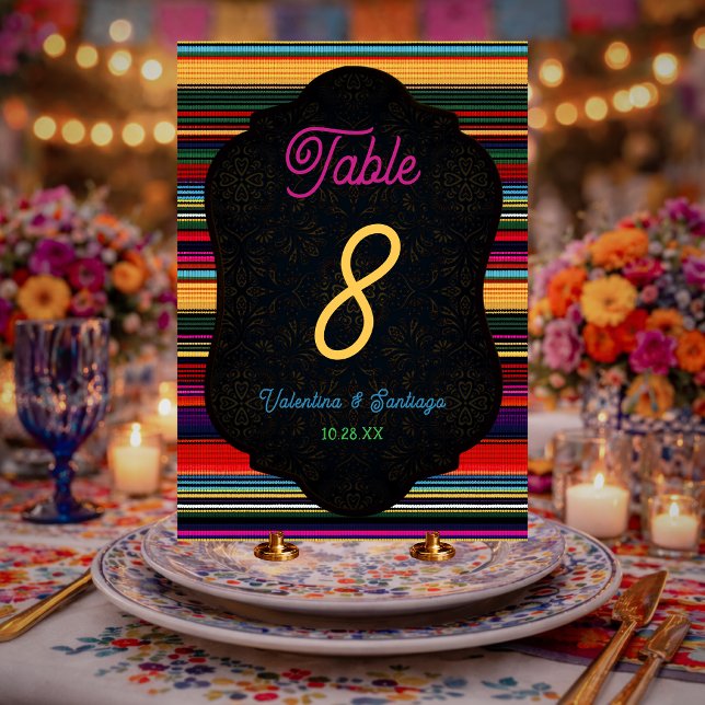 Numéro De Table Mariage aux fleurs mexicaines élégantes (Créateur téléchargé)