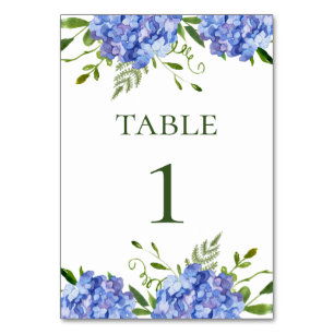 Numéro De Table Mariage aux Hortensias Bleus