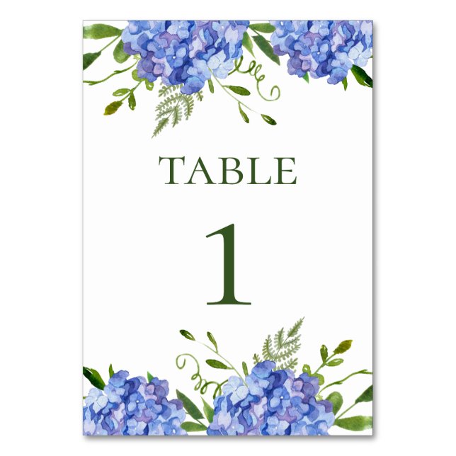 Numéro De Table Mariage aux Hortensias Bleus (Par défaut)
