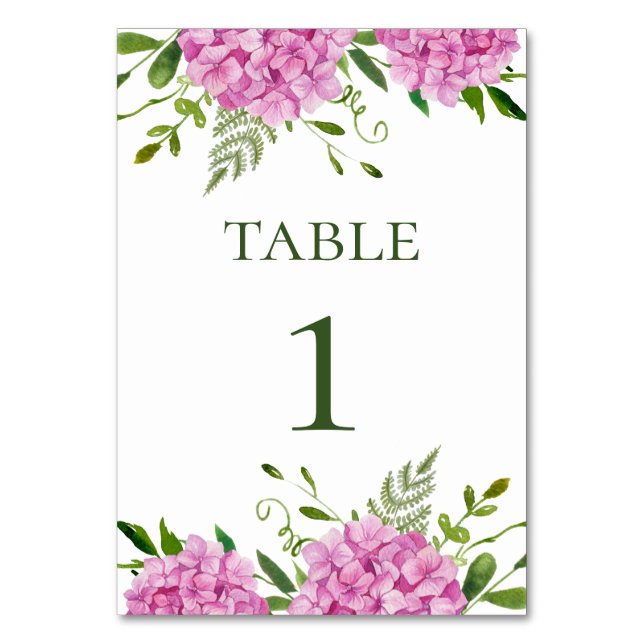 Numéro De Table Mariage aux Hortensias Roses (Par défaut)
