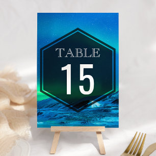 Numéro De Table Mariage aux lumières boréales de l'aurore arctique