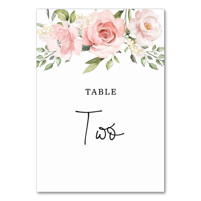 Numéro De Table Mariage aux roses roses blush (Par défaut)