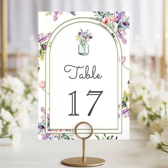 Numéro De Table Mariage avec arche de jarres de fleurs sauvages en (Créateur téléchargé)