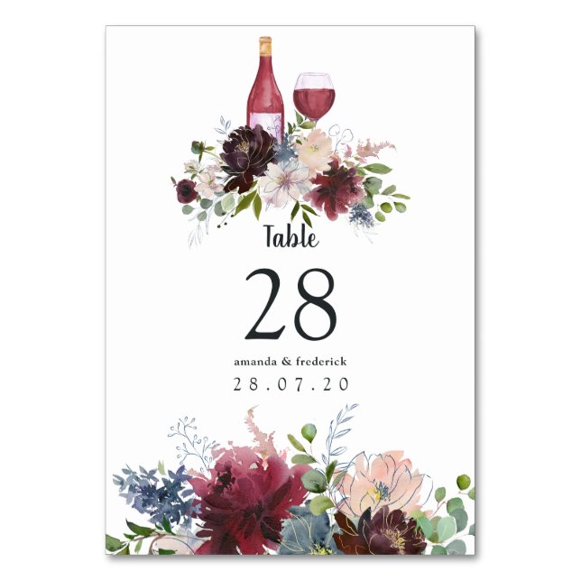 Numéro De Table Mariage avec dégustation de vins Bourgogne et Blus (Par défaut)