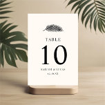 Numéro De Table Mariage Bahia minimal feuille de palme<br><div class="desc">Ces cartes de numéro de table mariages design et simples présentent une feuille de palme dessinée à la main en noir sur un arrière - plan blanc cassé (la couleur peut être customisée, si désiré). Facile à personnaliser pour votre mariage ou autre occasion spéciale tropicale ou inspirée de la plage....</div>