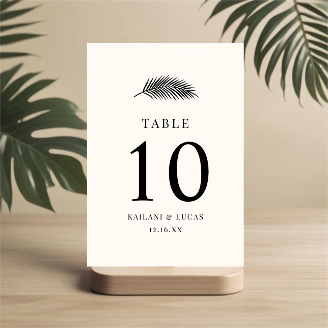 Numéro De Table Mariage Bahia minimal feuille de palme (Créateur téléchargé)