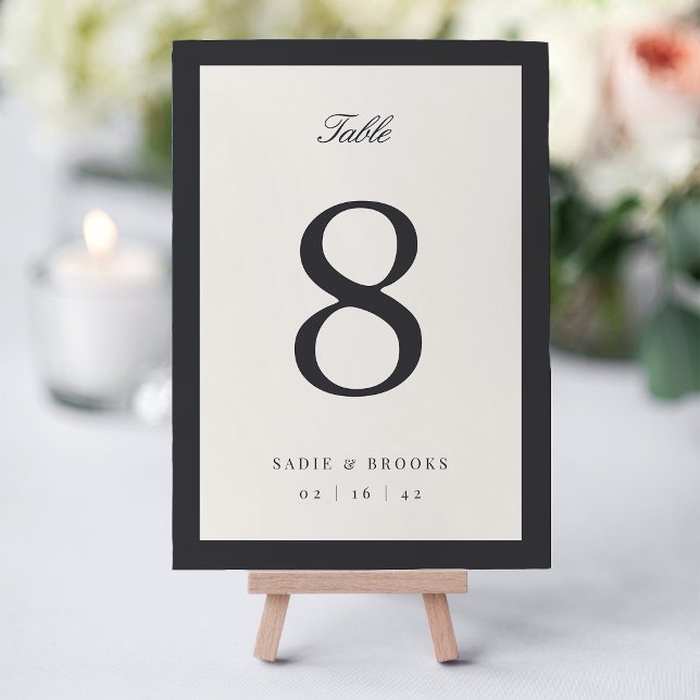 Numéro De Table Mariage Black & Ecru Classic Script (Créateur téléchargé)