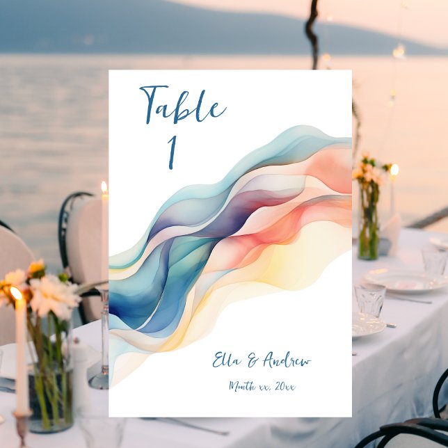 Numéro De Table Mariage blanc blanc blanc couleur Abstrait moderne (Modern Abstract Wedding Design Wedding Table Card)