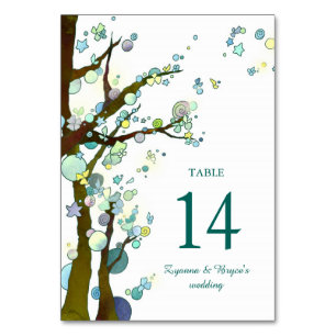 Numéro De Table Mariage blanc des arbres forestiers