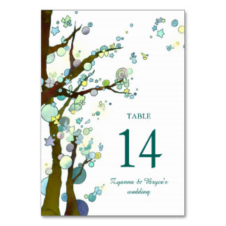 Numéro De Table Mariage blanc des arbres forestiers