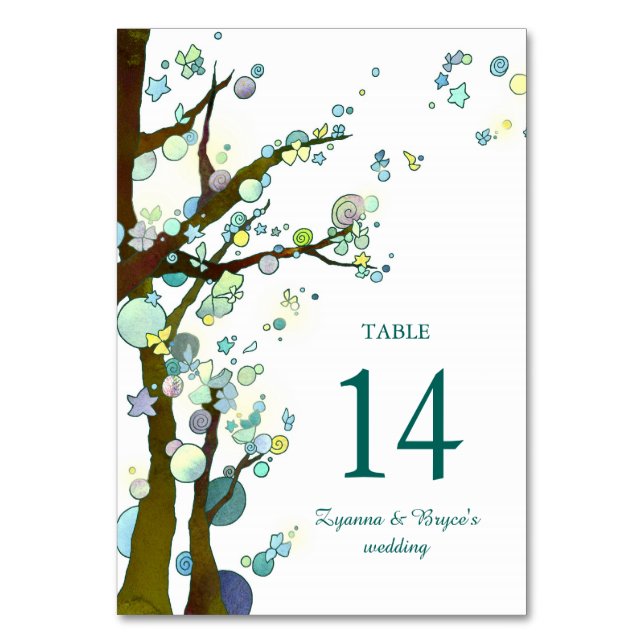 Numéro De Table Mariage blanc des arbres forestiers (Par défaut)